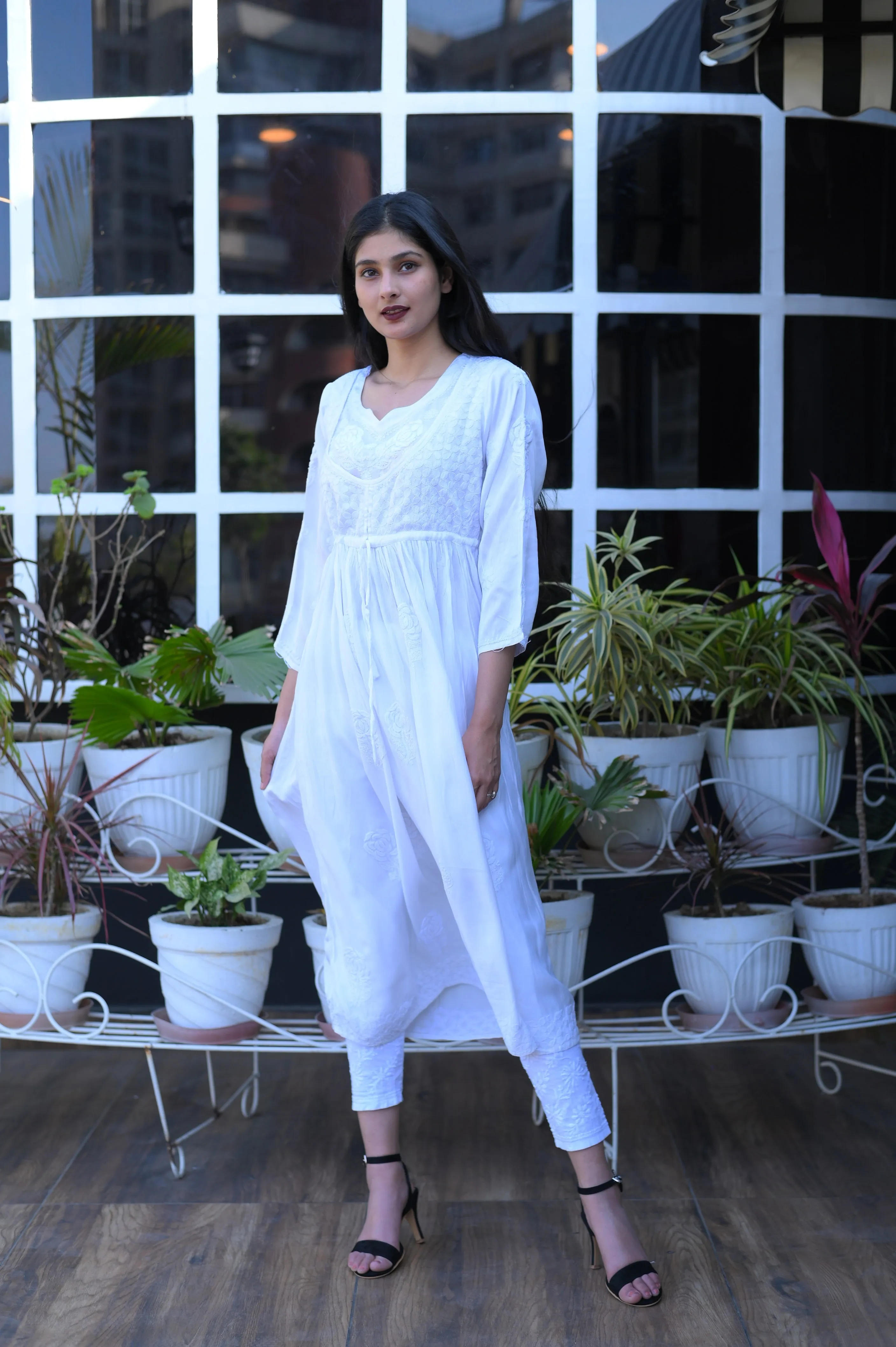 MIDHAT MODAL SATIN LONG GOWN | WHITE