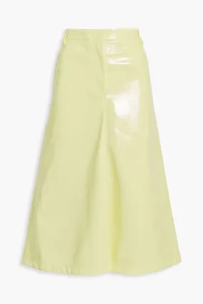 Midi skirt in faux patent leather TIBI, yellow