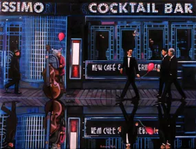 Midnight Penguins Hand Embellished Canvas by Daniel Robinson Ford