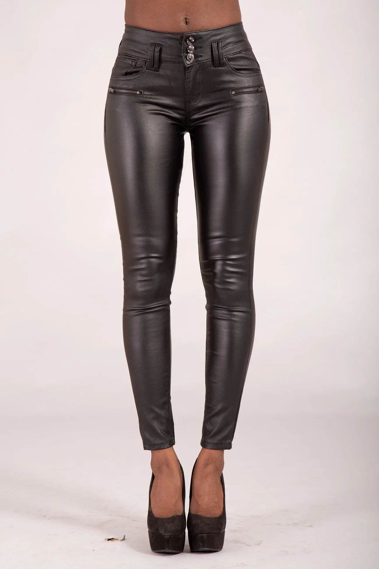 MidnightCharm High-Waist Faux Leather Leggings