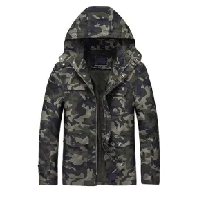 Military Camouflage Hooded Cargo Jacket