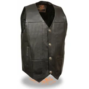 Milwaukee Leather LKM3700 Men's Plain Side Leather Vest with Buffalo Snaps