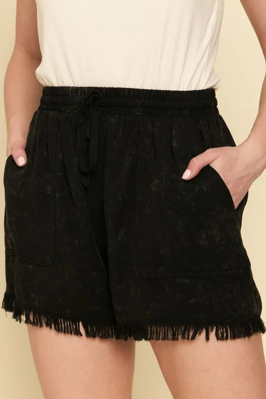 Mineral Wash Frayed Shorts