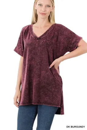 Mineral Wash Short Sleeve V-Neck