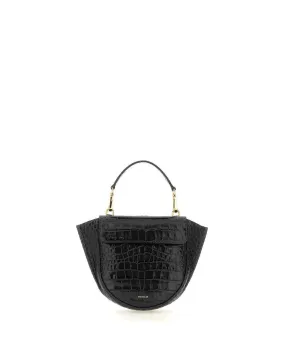 Mini Hortensia Crocodile Trapeze Bag in Black Crocodile