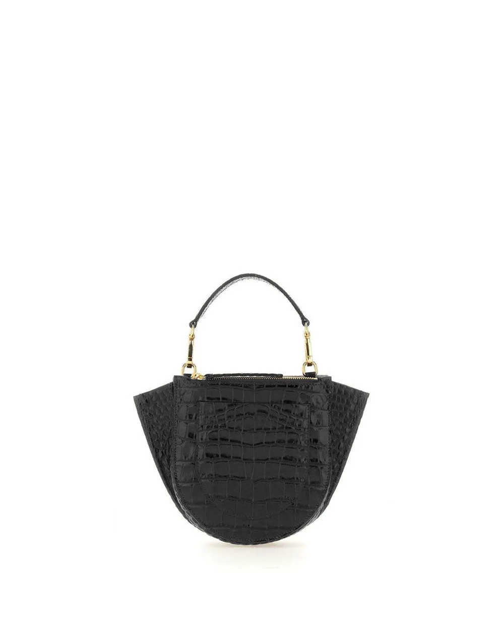 Mini Hortensia Crocodile Trapeze Bag in Black Crocodile