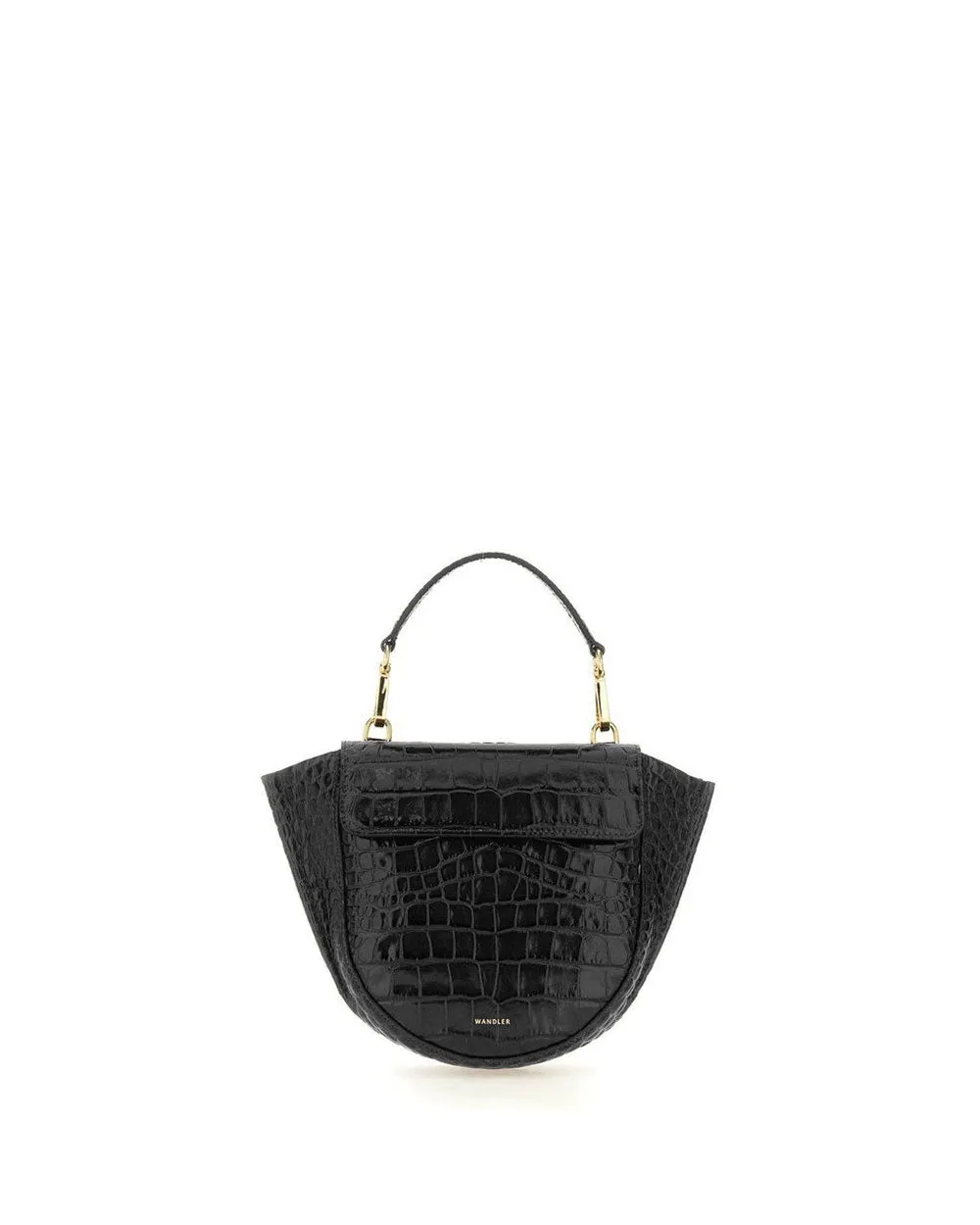 Mini Hortensia Crocodile Trapeze Bag in Black Crocodile