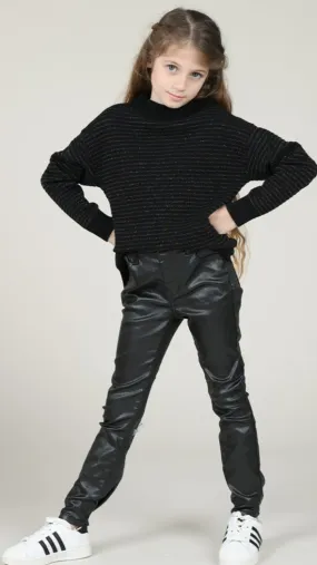 Mini Molly Black Shimmer Slim Fit Pant