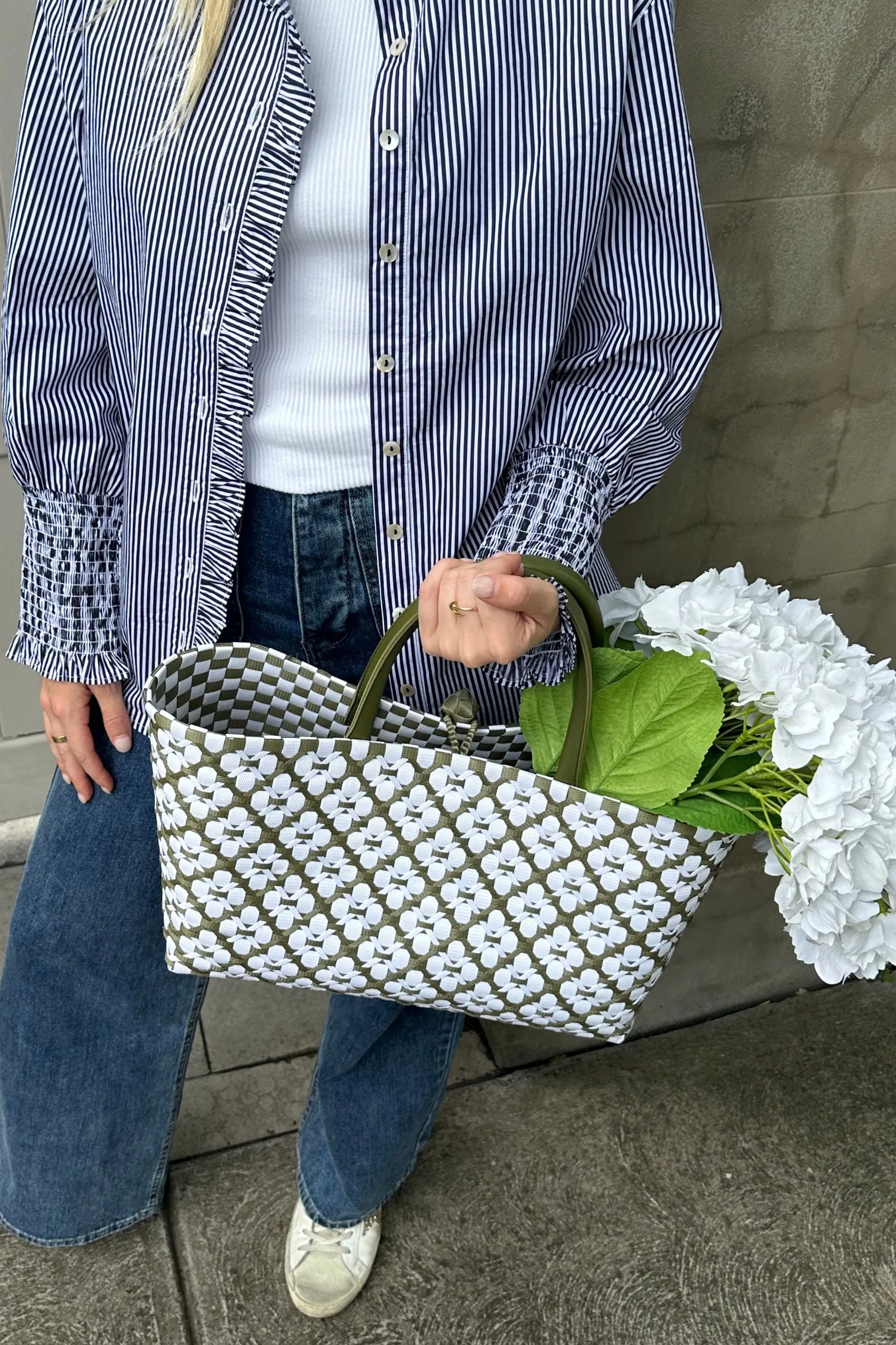 Mini Motif Bag | Olive & White
