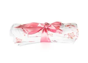 Minifin Bird Print Jersey Wrap - White/Pink