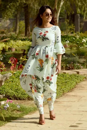 Mint Embroidered Kurta & Dhoti Set