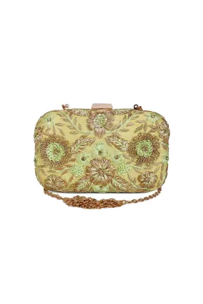 Mint Green Hand-Embroidered Box Clutch