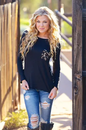 Mischievous Little Leopard Top - Black