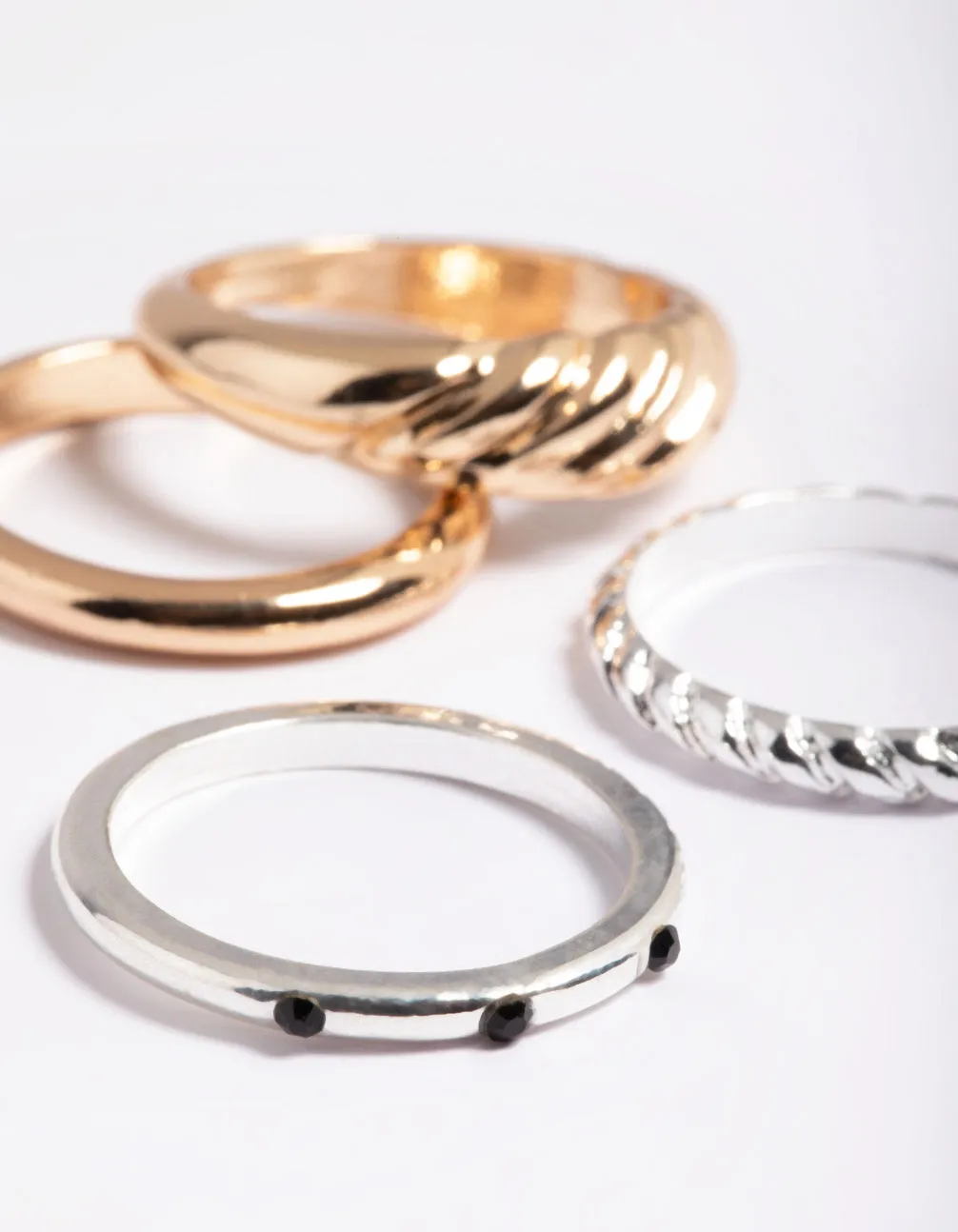 Mixed Metal Twist & Basic Rings 4-Pack