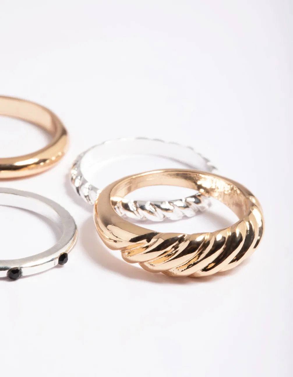 Mixed Metal Twist & Basic Rings 4-Pack