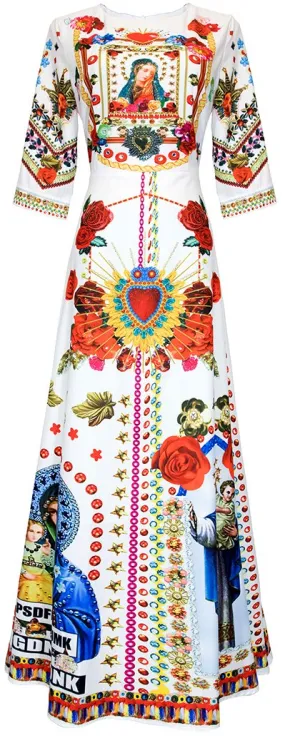 Mixed Print Maxi Dress