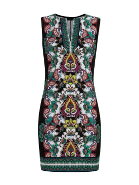 Mixed-Print Shift Dress
