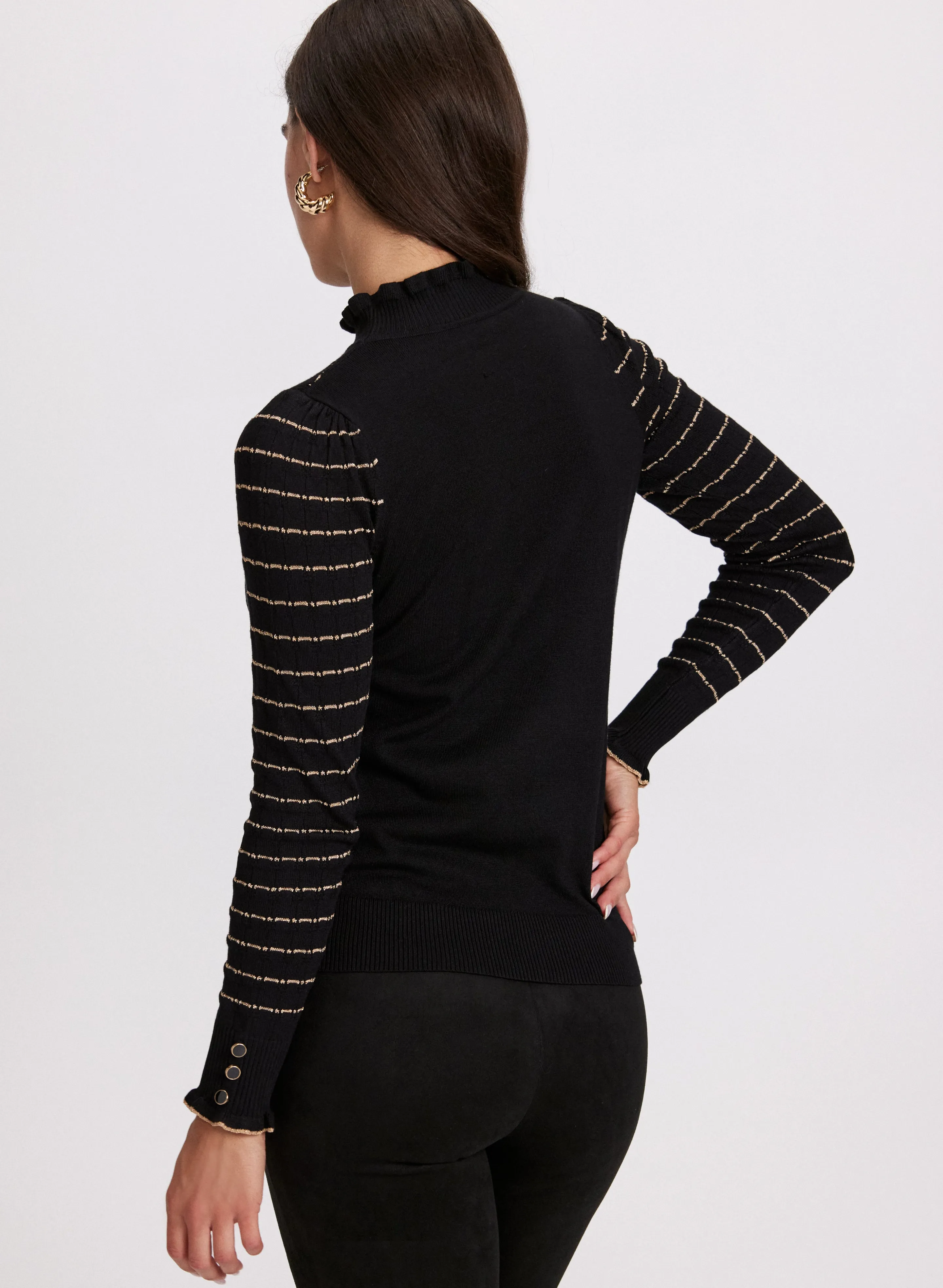 Mock Neck Pointelle Stitch Sweater