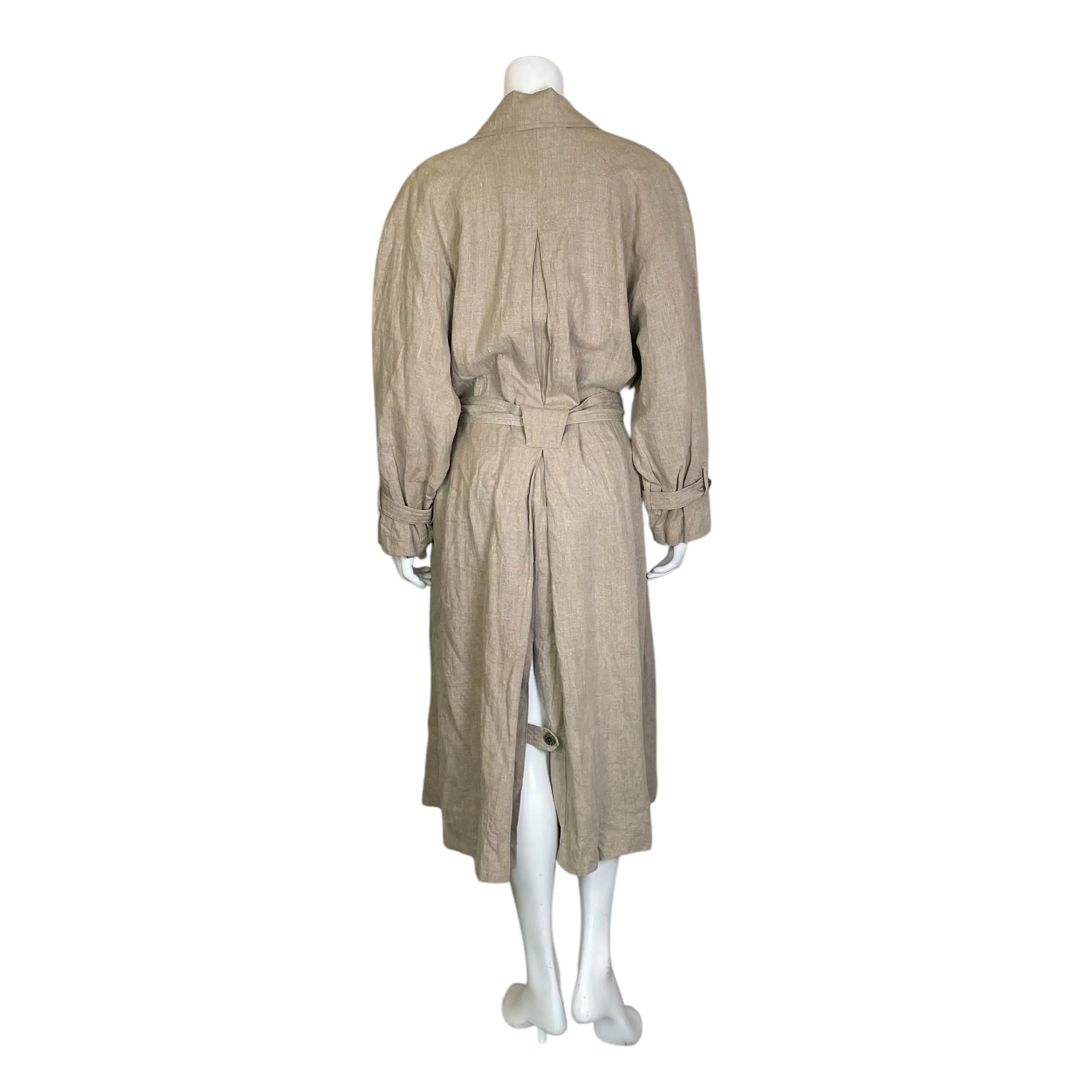 Moda BB Dakota | Women's Oatmeal Linen Long Trench Coat | Size: L