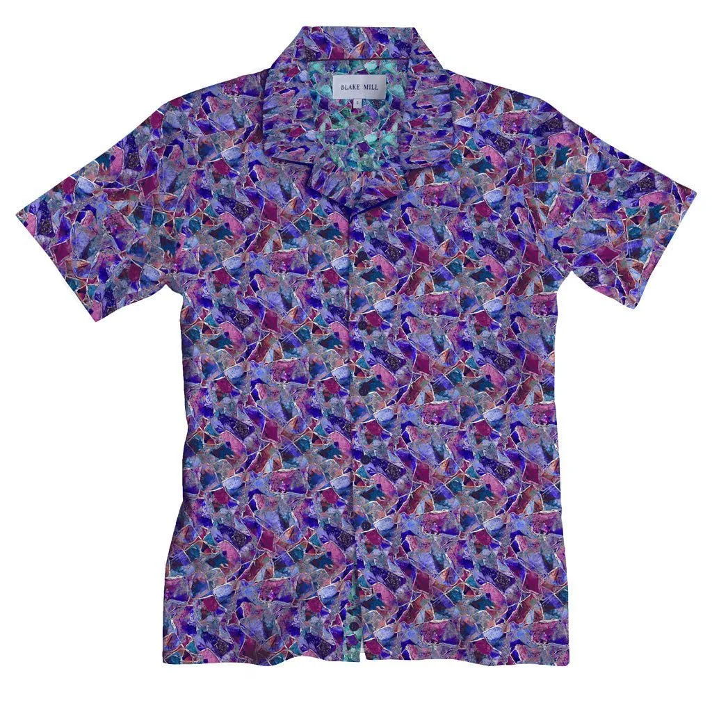 Modern Glass Open Collar Short Sleeve Shirt