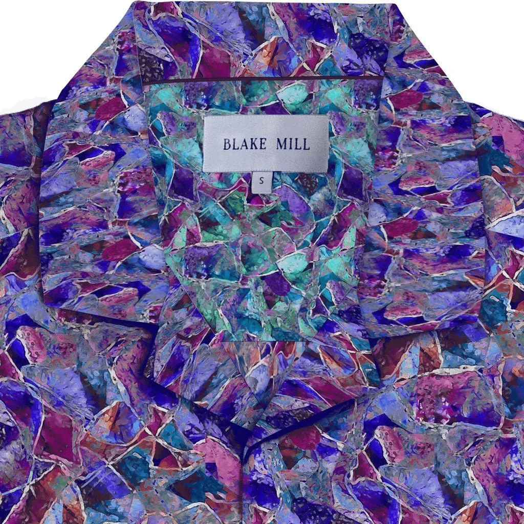 Modern Glass Open Collar Short Sleeve Shirt