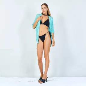 Modern open-knit cardigan with geometric pattern wholesale