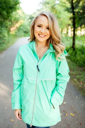 Monogrammed New Englander Rain Jacket Mint