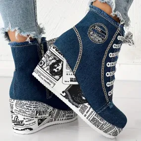 MONTREAL™ DENIM LACE-UP PLATFORM WINTER BOOTS