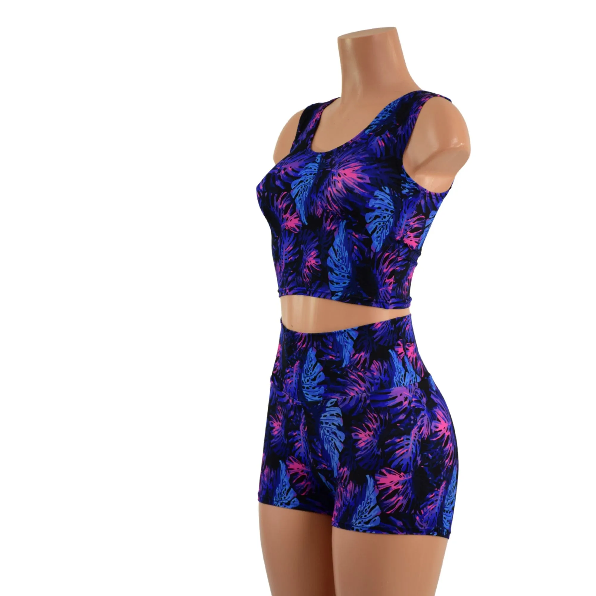 Moonlight Monstera High Waist Shorts OR Top READY to SHIP