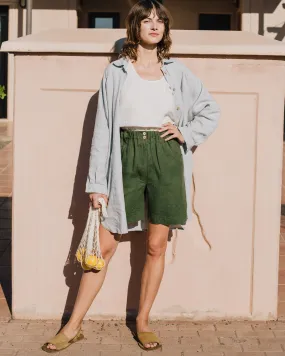 MORCOTE high-waisted linen SHORTS
