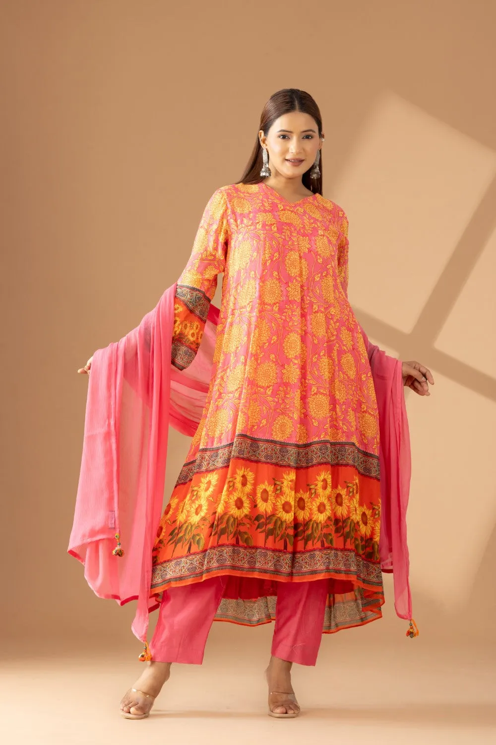 Morganite Anarkali Set
