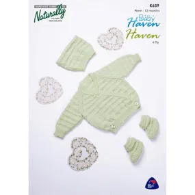 Moss Stitch Stripe Crossover Cardigan Knitting Pattern (K659)