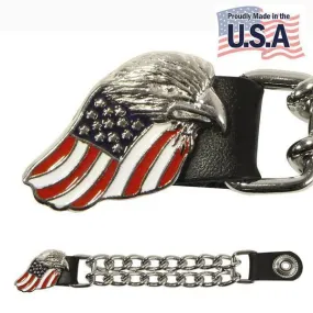 Motorcycle Eagle USA Flag Leather Vest Extender