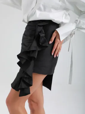 MQ Asymmetric Ruffled Skirt - Raw Silk