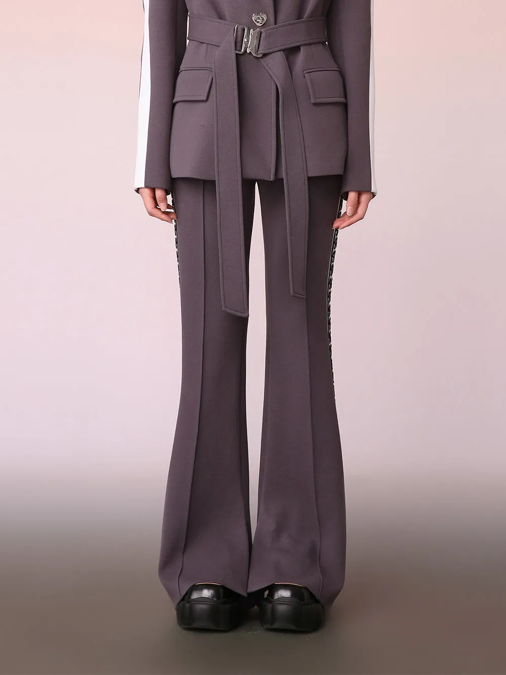 MUKZIN Spliced Casual Gray Versatile Bell Bottoms
