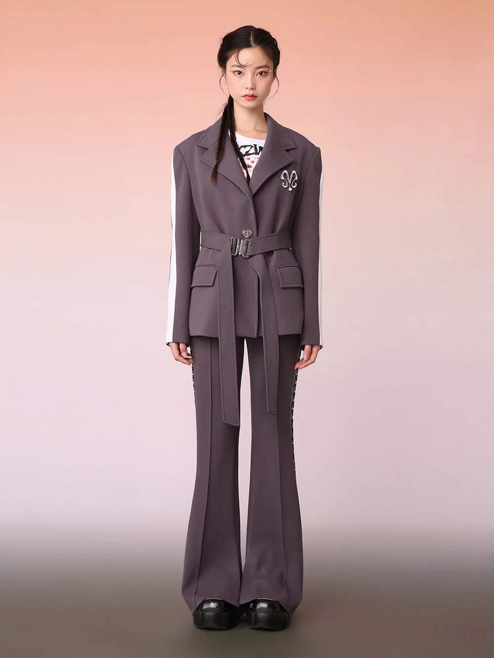 MUKZIN Spliced Casual Gray Versatile Bell Bottoms