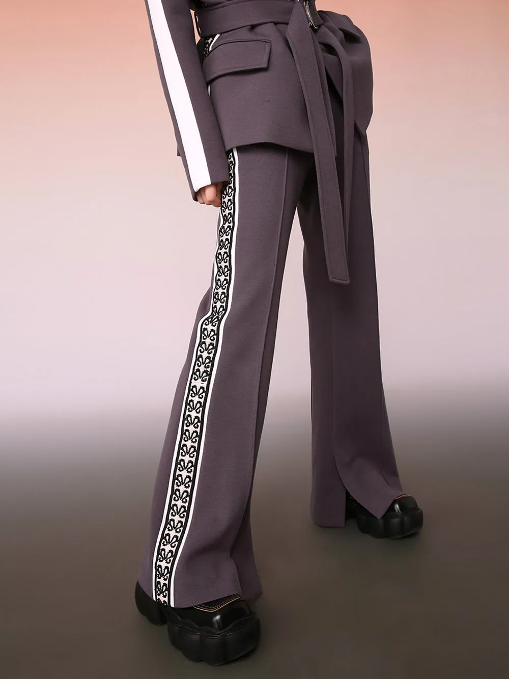 MUKZIN Spliced Casual Gray Versatile Bell Bottoms