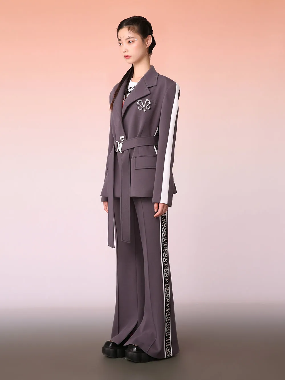 MUKZIN Spliced Casual Gray Versatile Bell Bottoms