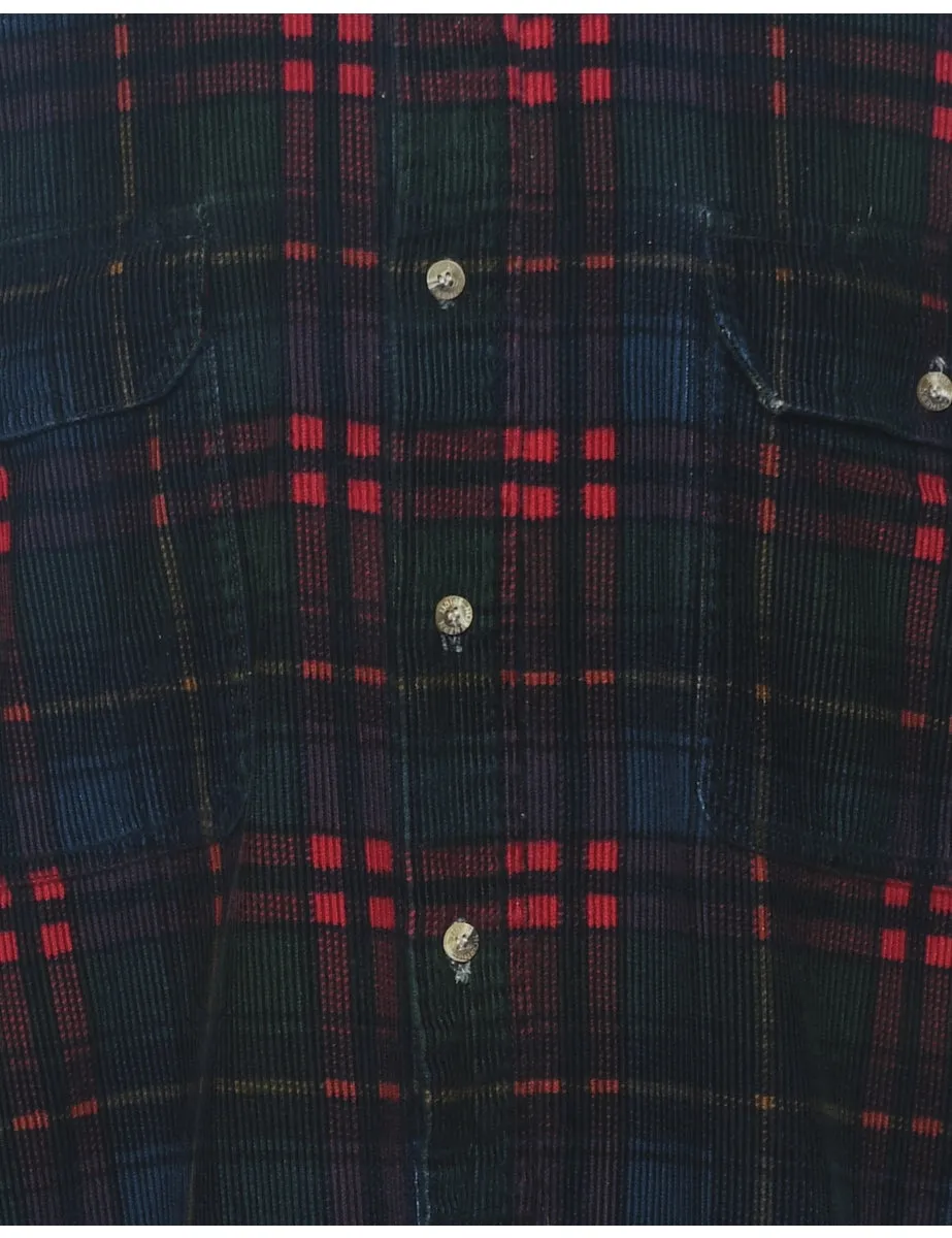 Multi-colour Checked Corduroy Plaid Shirt - L