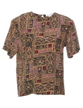Multi-colour Patterned Silk Top - S