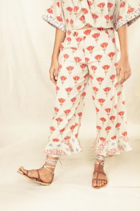 Multicolor Culotte Pants with Ruffles