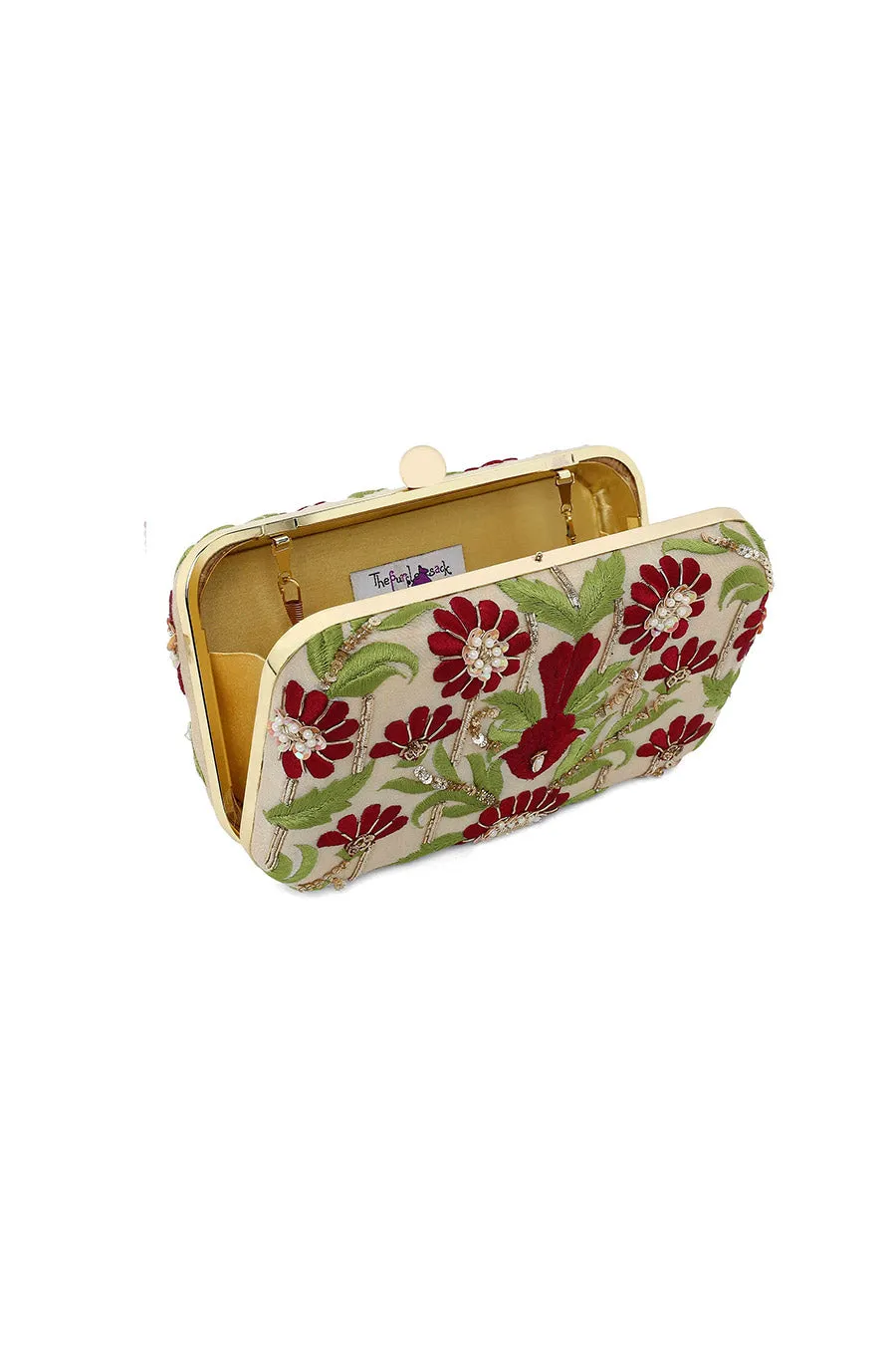 Multicolour Bagichaa Embroidered Box Clutch