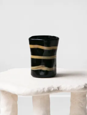 Murano Glass Black with Ochre Stripes