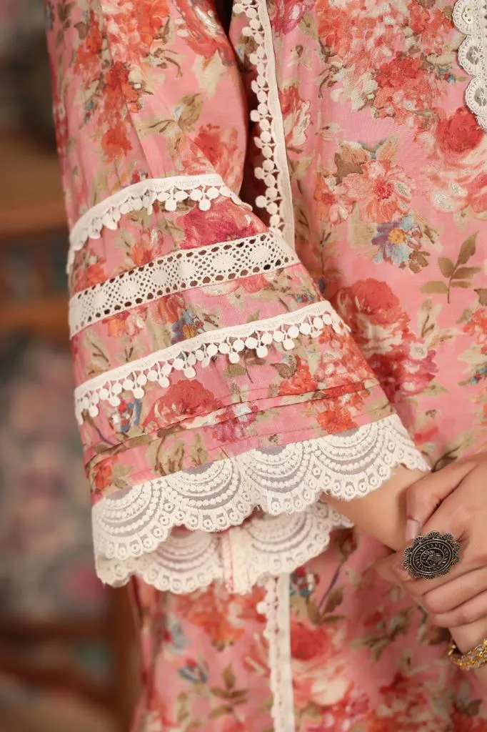 Muslin Cotton Set With Lace And Croatia Work