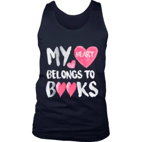 My Heart Belongs To Books Mens Tank Top