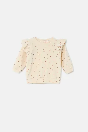 My Little Cozmo Polka dot velour Stone Sweatshirts