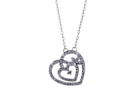 N7103 Twinkling Hearts & Stars Swarovski Elements Rhoidum Plated Pendant Necklace