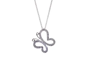N7115 Swarovski Crystal Butterfly Pendant Necklace with Rhodium Plating