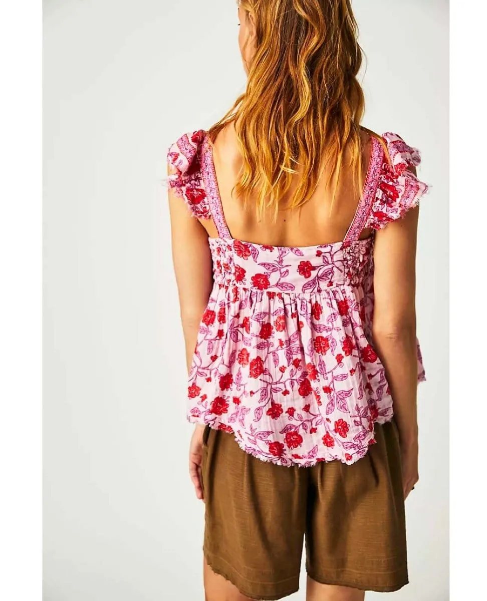 Nala Printed Babydoll Top Lilac Combo