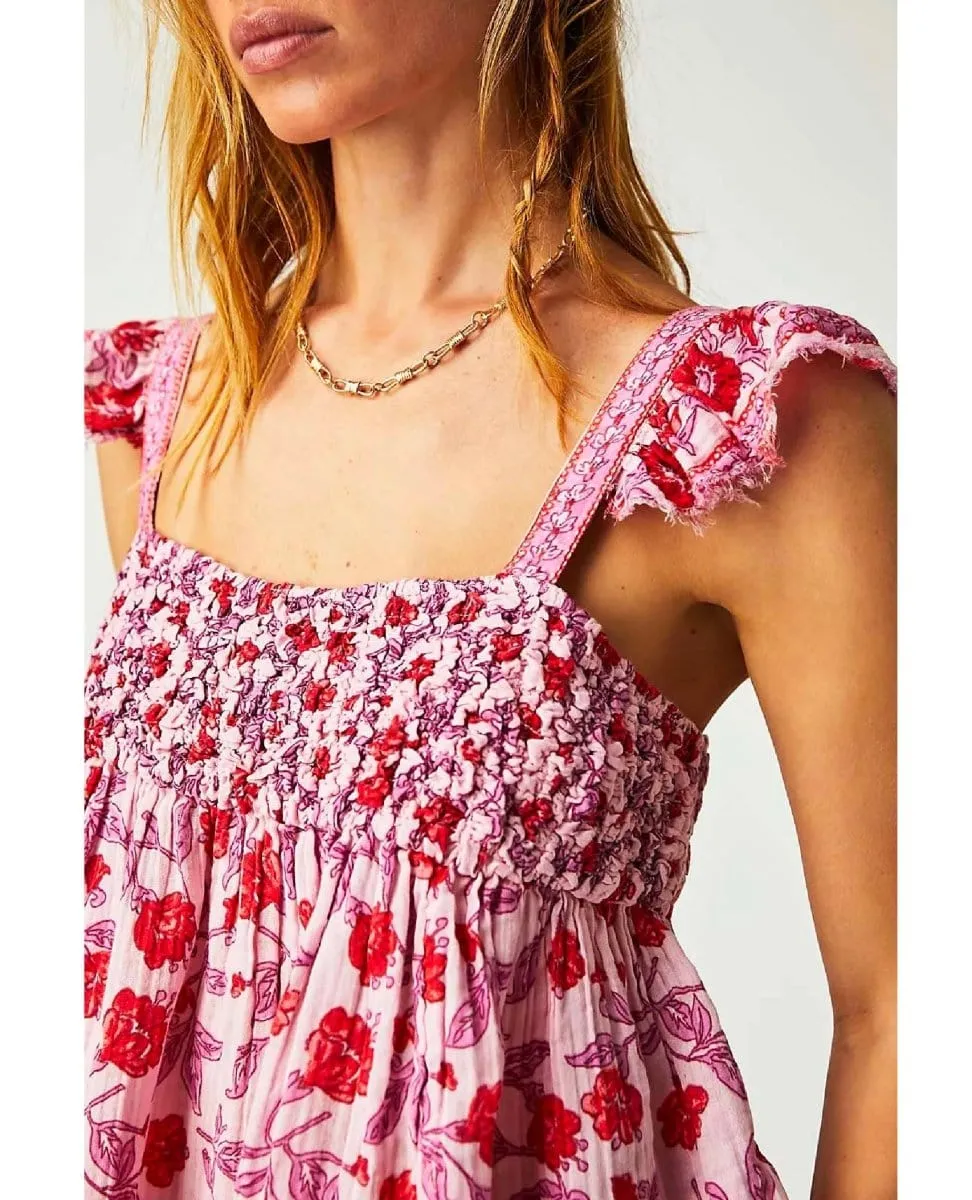 Nala Printed Babydoll Top Lilac Combo